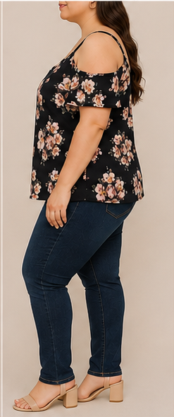 Blusa Floral de Hombros Descubiertos