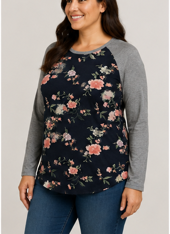 Blusa Floral con Mangas Raglán