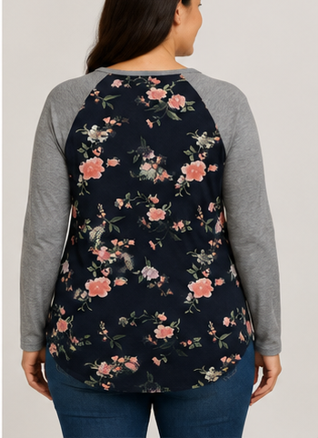 Blusa Floral con Mangas Raglán