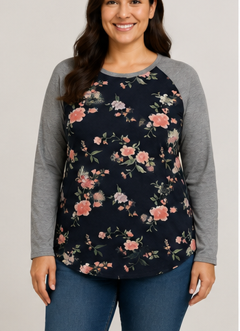 Blusa Floral con Mangas Raglán