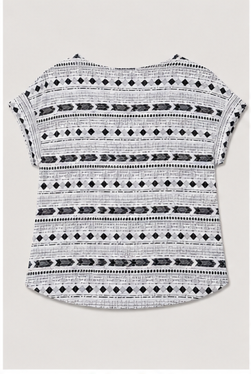 Blusa Blanca con Estampado Geométrico