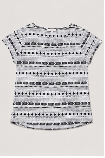 Blusa Blanca con Estampado Geométrico