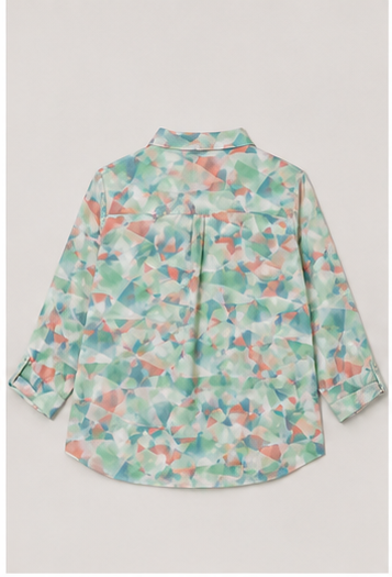 Blusa Camisera con Estampado Abstracto en Tonos Pastel
