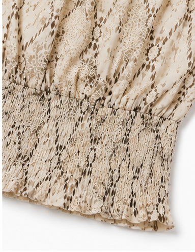 Blusa Halter Beige con Estampado Animal