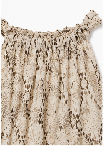 Blusa Halter Beige con Estampado Animal