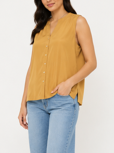 Blusa Sin Mangas con Botonadura Frontal
