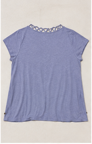 Blusa de Manga Corta con Escote en V y Detalle Entrelazado