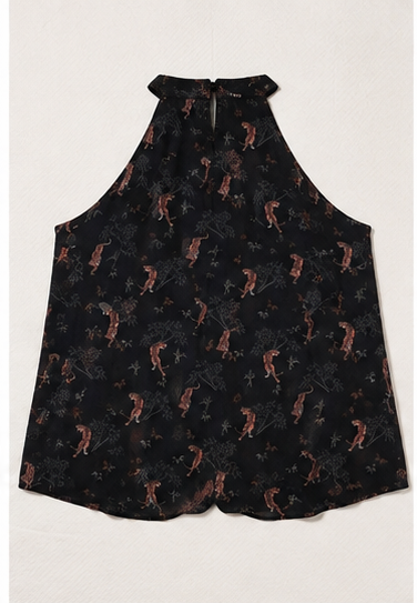 Blusa Halter Estampada con Lazo al Cuello