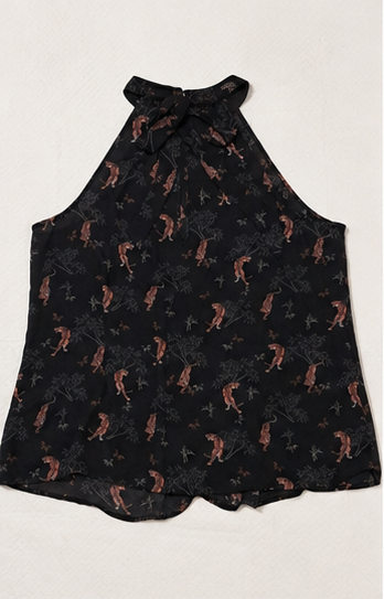 Blusa Halter Estampada con Lazo al Cuello