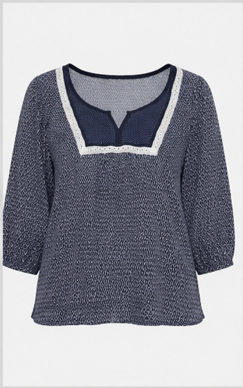 Blusa Estampada con Detalle de Encaje