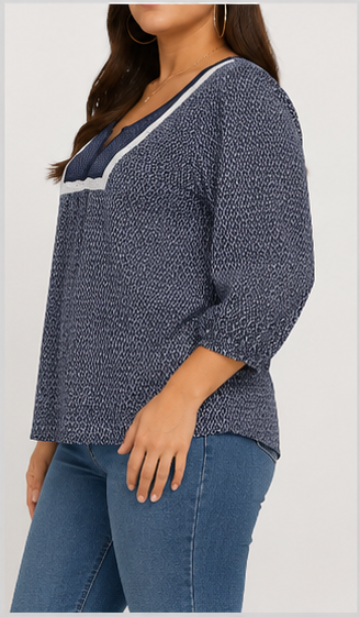 Blusa Estampada con Detalle de Encaje