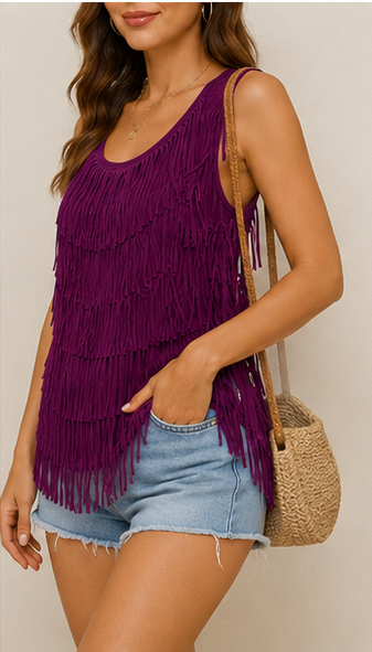 Blusa Sin Mangas con Flecos