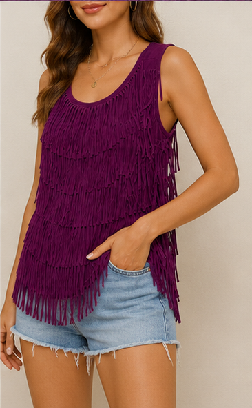 Blusa Sin Mangas con Flecos