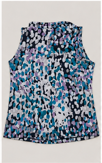 Blusa Estampada Multicolor con Cuello Drapeado