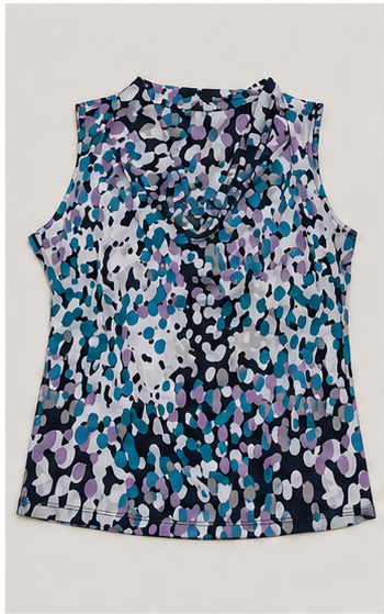 Blusa Estampada Multicolor con Cuello Drapeado