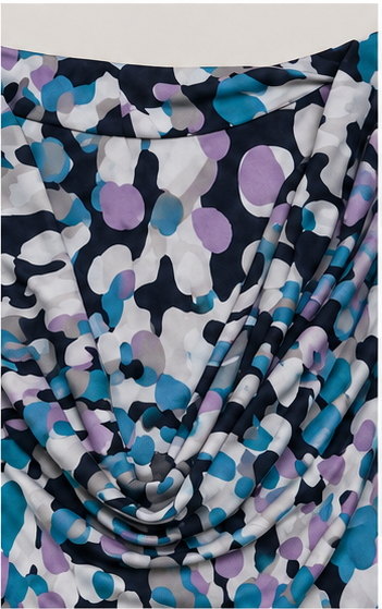 Blusa Estampada Multicolor con Cuello Drapeado
