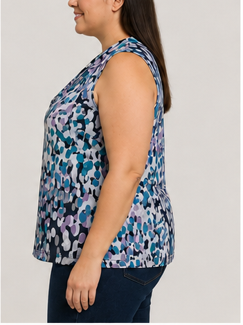 Blusa Estampada Multicolor con Cuello Drapeado