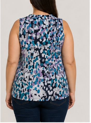 Blusa Estampada Multicolor con Cuello Drapeado