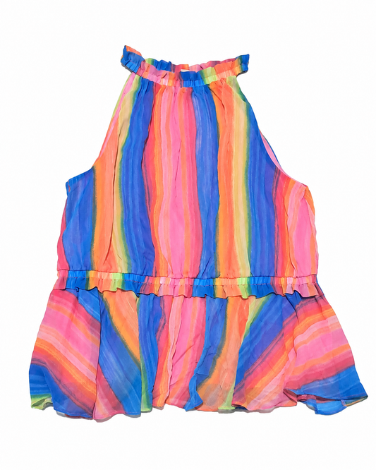 Blusa Multicolor de Rayas con Volante