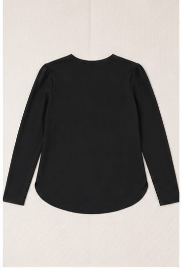 Blusa de Manga Larga con Escote en V y Cierre Frontal
