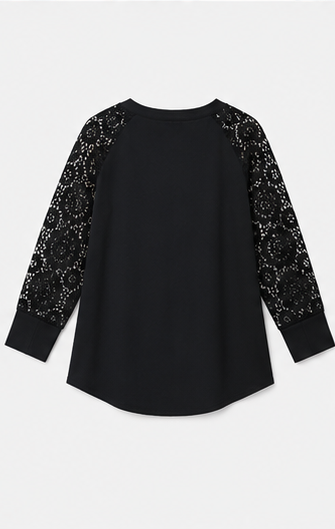 Blusa Negra con Mangas de Encaje