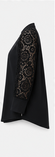 Blusa Negra con Mangas de Encaje
