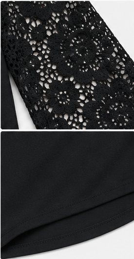 Blusa Negra con Mangas de Encaje