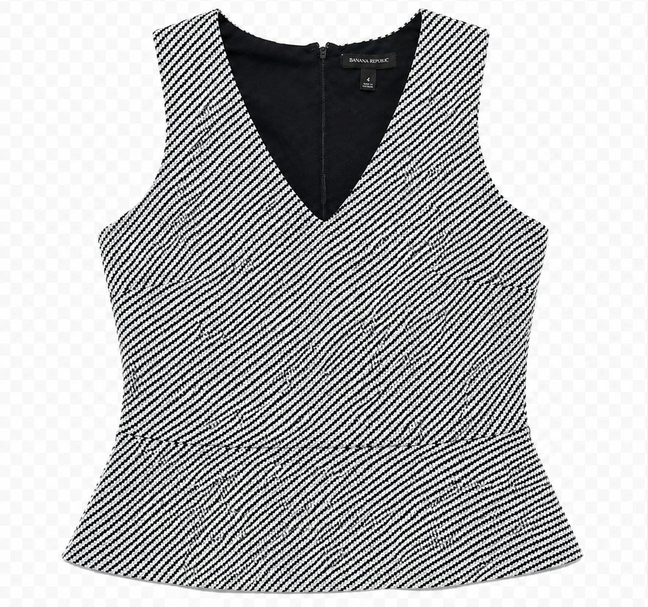 Blusa Peplum Texturizada – Blanco y Negro