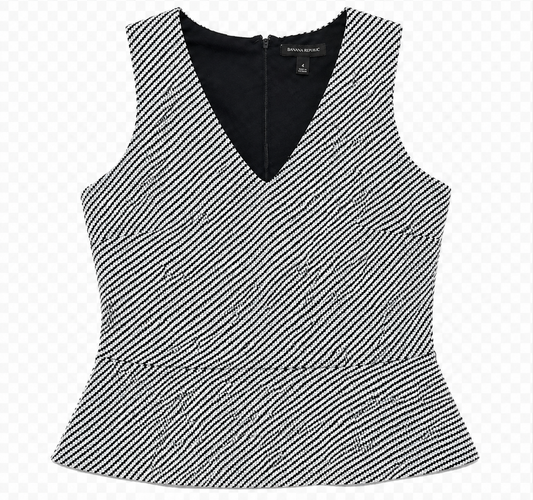 Blusa Peplum Texturizada – Blanco y Negro