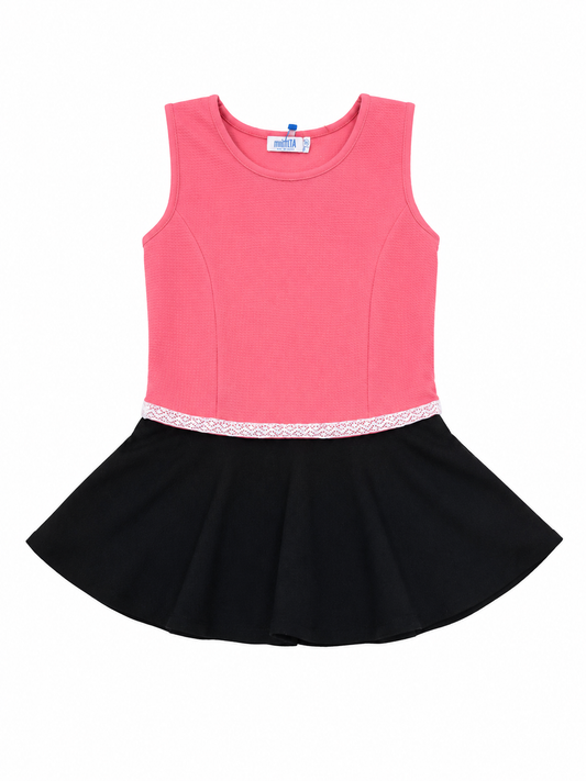 Blusa Peplum Sin Mangas – Rosa y Negro