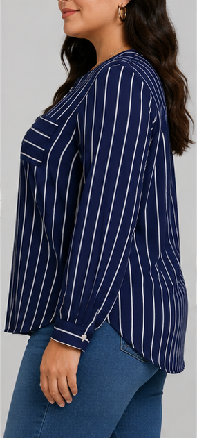 Blusa de rayas verticales con detalle de cordón