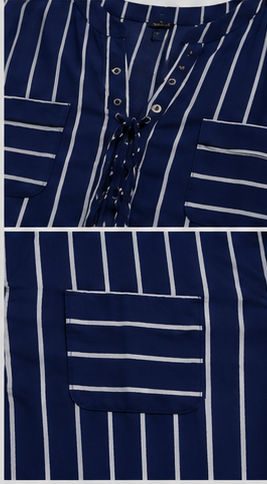 Blusa de rayas verticales con detalle de cordón