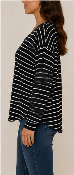 Blusa de Rayas de Manga Larga