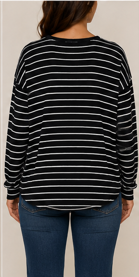 Blusa de Rayas de Manga Larga