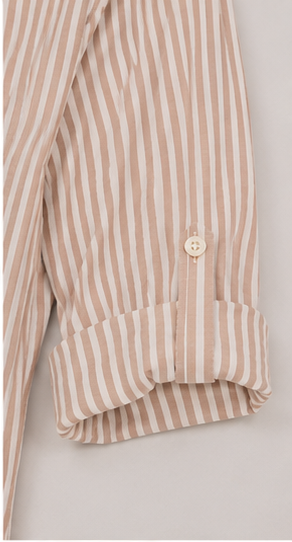 Blusa de Rayas Verticales con Manga Ajustable para Mujer