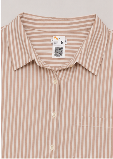 Blusa de Rayas Verticales con Manga Ajustable para Mujer