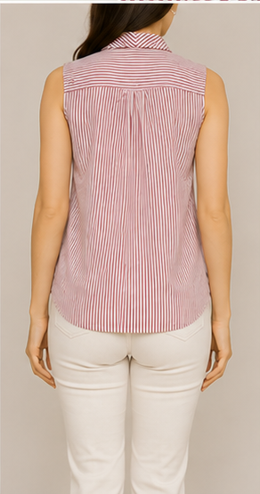 Blusa de Rayas con Lazo al Cuello
