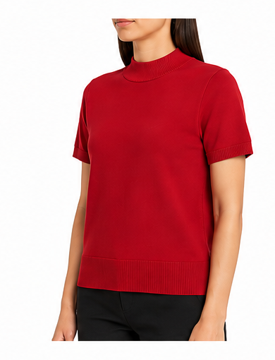 Blusa de Punto Cuello Alto – Color Rojo