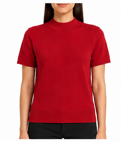 Blusa de Punto Cuello Alto – Color Rojo