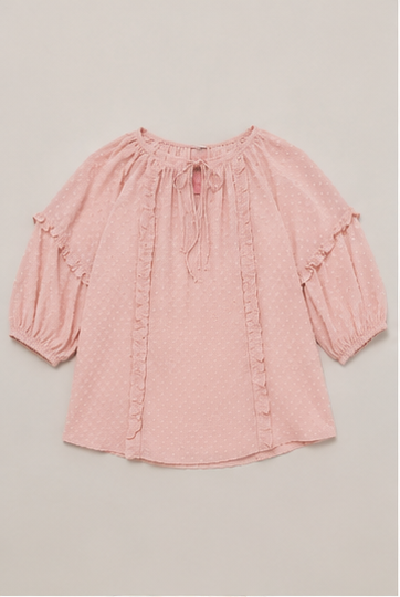 Blusa Texturizada con Volantes y Lazo