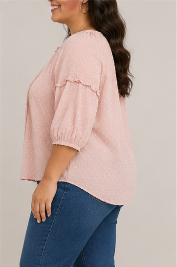 Blusa Texturizada con Volantes y Lazo