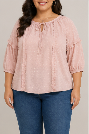 Blusa Texturizada con Volantes y Lazo
