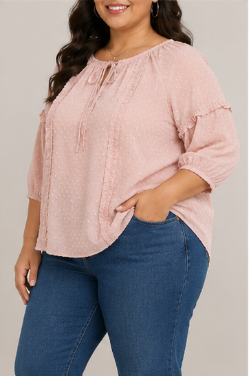 Blusa Texturizada con Volantes y Lazo