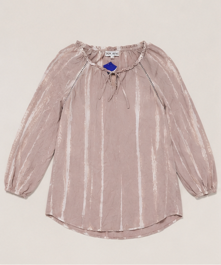 Blusa de Manga Larga con Escote Ajustable