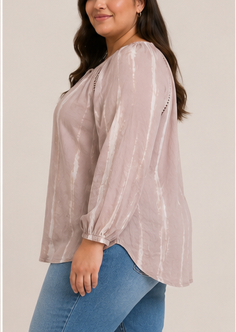 Blusa de Manga Larga con Escote Ajustable