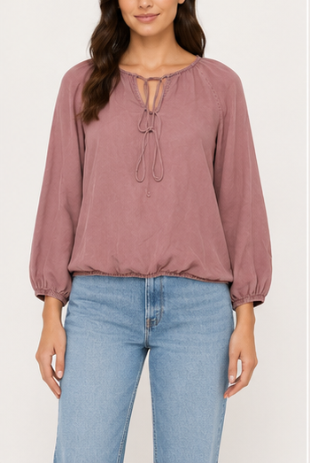 Blusa de Manga Larga con Lazo Ajustable