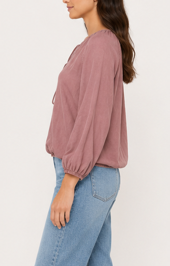 Blusa de Manga Larga con Lazo Ajustable