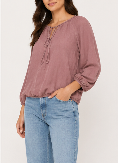 Blusa de Manga Larga con Lazo Ajustable