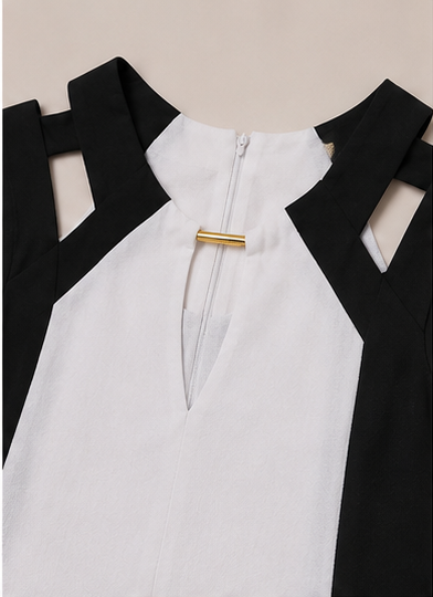 Blusa Bicolor con Detalles Modernos