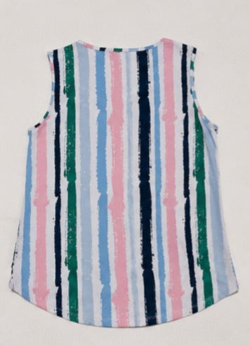 Blusa Sin Mangas con Estampado de Rayas Multicolor
